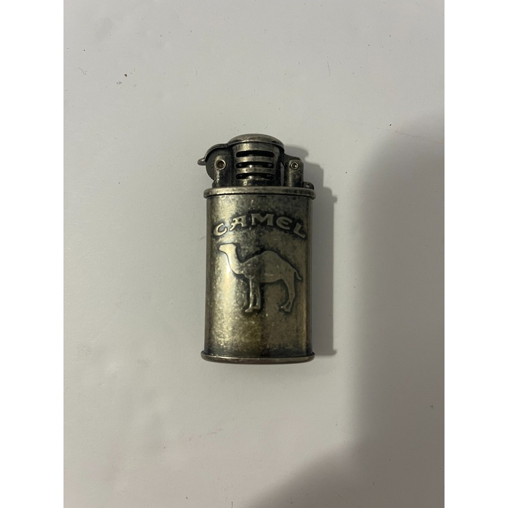 Camel Cigarettes Vintage Style Embossed Metal Lift Arm Lighter Silver Tone